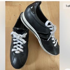 STEVE MADDEN Speedily black white sneakers size 9 women leather lace up casual